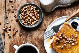 toasted nuts on French toast